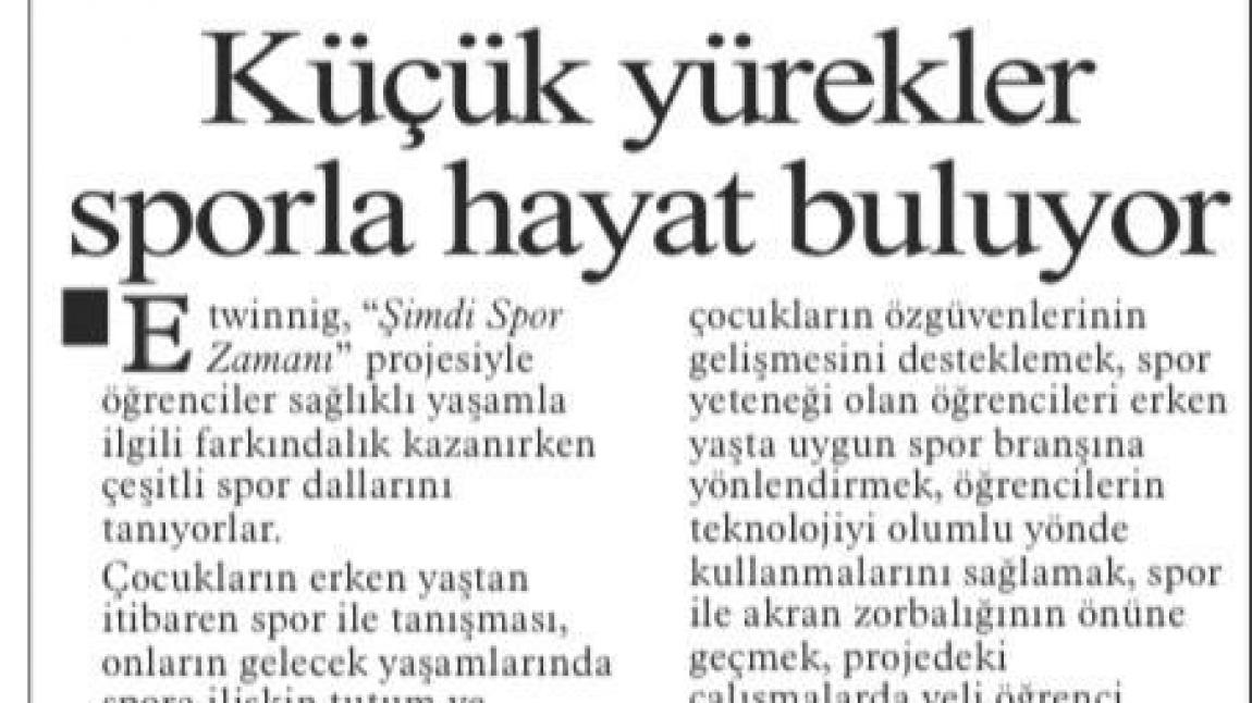 Şimdi Spor Zamanı eTwinning Projesi Gazete Kayseri'de Yayımlandı